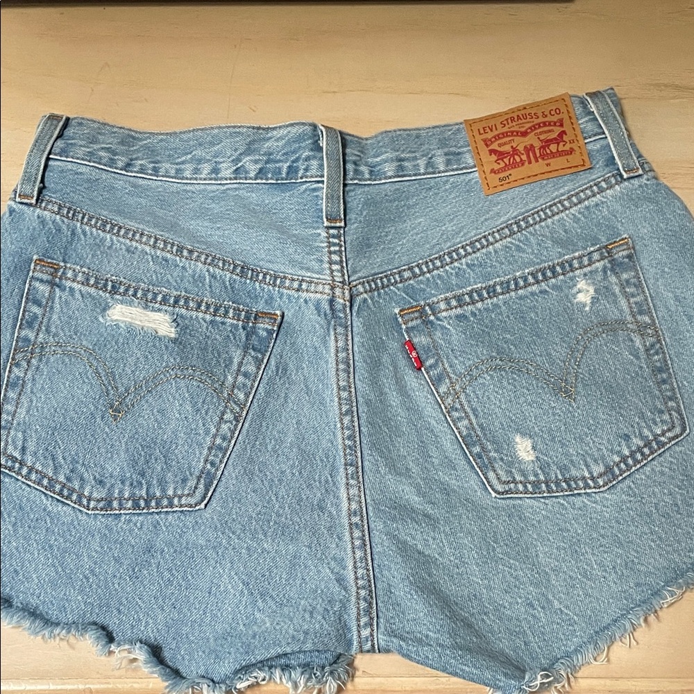 Levi's Classic Blue Ripped Jean Shorts